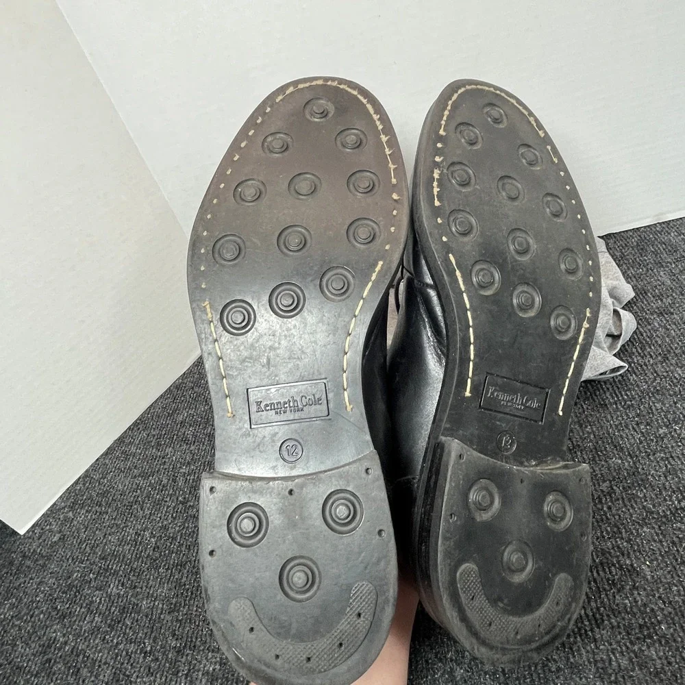 Kenneth Cole Oxford Made in Italy Dress Shoes Mens 12 Black Leather Derby Church